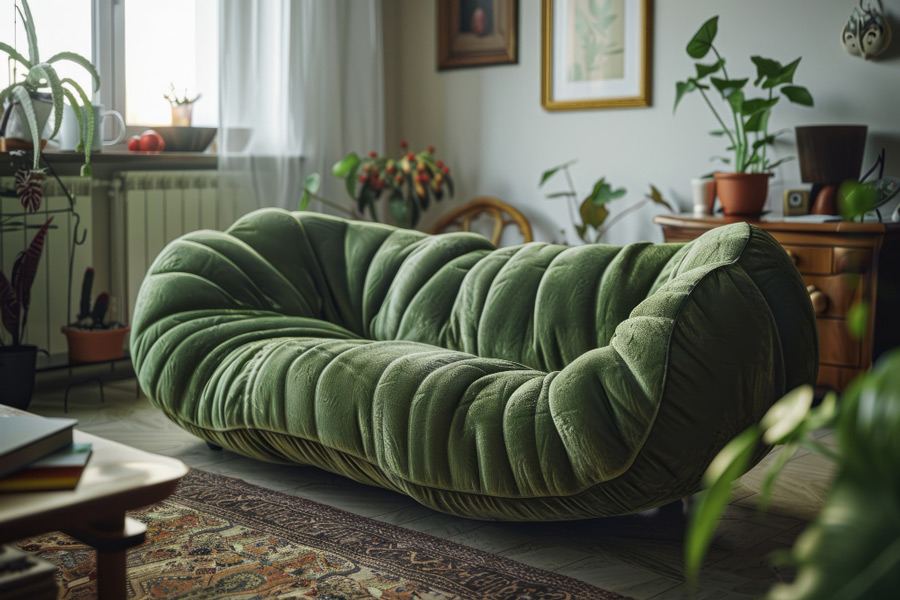 green sofa