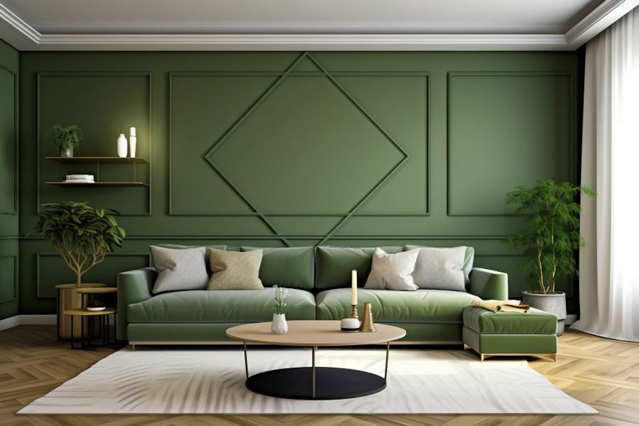 green sofa